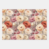 Bourgondische rode witte bloemen vlinders inpakpapier vel (Voorkant 3)