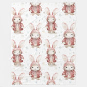 Bourgondische rode witte konijnen fleece deken (Voorkant)