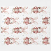 Bourgondische rode witte konijnen fleece deken (Voorkant (Horizontaal))