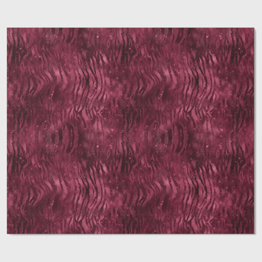 Bourgondische rode zebraprint cadeaupapier (Vlak)