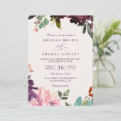Bourgondische romantische bloemen elegante QR-code Kaart (Staand voorkant)