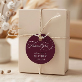 Bourgondische romantische kalligrafie bruiloft Dan Bedankjes Labels