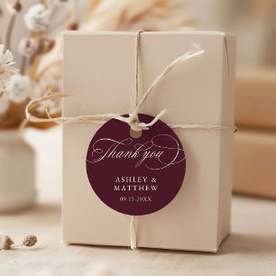 Bourgondische romantische kalligrafie bruiloft Dan Bedankjes Labels