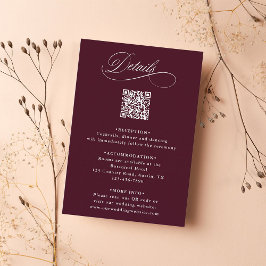 Bourgondische romantische kalligrafie bruiloft det informatiekaartje