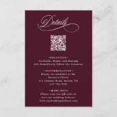 Bourgondische romantische kalligrafie bruiloft det informatiekaartje (Voorkant)