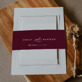 Bourgondische romantische kalligrafie bruiloft uitnodigingen wikkel