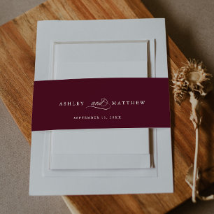 Bourgondische romantische kalligrafie bruiloft uitnodigingen wikkel