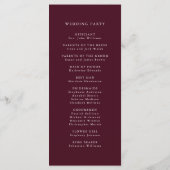 Bourgondische romantische kalligrafie huwelijkscer programmakaart (Achterkant)