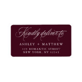 Bourgondische romantische kalligrafie retouradres etiket (Voorkant)