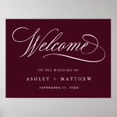 Bourgondische romantische swirly kalligrafie bruil poster (Voorkant)