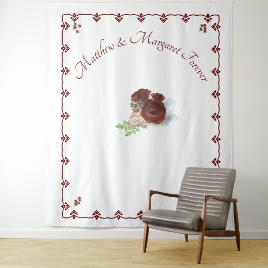 Bourgondische Roos Huwelijksfotobehang Wandkleed (In situ)