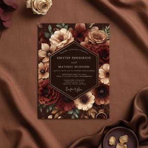 Bourgondische Roos Moody Romance Bruiloft Kaart