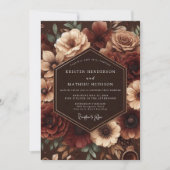 Bourgondische Roos Moody Romance Bruiloft Kaart (Voorkant)