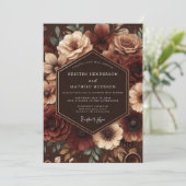 Bourgondische Roos Moody Romance Bruiloft Kaart (Staand voorkant)