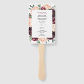 Bourgondische Roos Pioen Trouwceremonie Programma' Handwaaier (Achterkant)