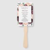 Bourgondische Roos Pioen Trouwceremonie Programma' Handwaaier (Voorkant)