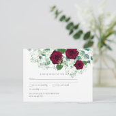 Bourgondische Roos Salie Eucalyptus Trouw RSVP Briefkaart (Staand voorkant)