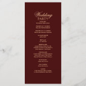 Bourgondische Roos Versierde Elegante Programmaboe Menu (Achterkant)
