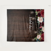 Bourgondische Roze Bloem Bruiloft Feest Fotobackdr Wandkleed (Voorkant (horizontaal))