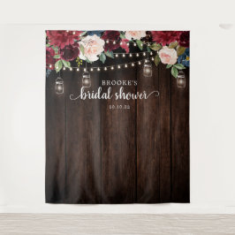 Bourgondische Roze Bloem Bruiloft Feest Fotobackdr Wandkleed