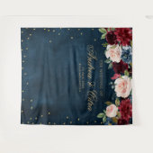 Bourgondische Roze Bloem Bruiloft Feest Fotobehang Wandkleed (Voorkant (horizontaal))