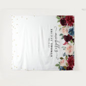 Bourgondische Roze Bloem Bruiloft Foto Achtergrond Wandkleed (Voorkant (horizontaal))