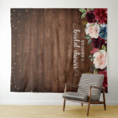 Bourgondische Roze Bloem Bruiloft Foto Achtergrond Wandkleed (In Situ (horizontaal))