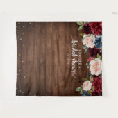 Bourgondische Roze Bloem Bruiloft Foto Achtergrond Wandkleed (Voorkant (horizontaal))