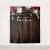 Bourgondische Roze Bloem Bruiloft Foto Achtergrond Wandkleed (Voorkant)