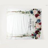 Bourgondische Roze Bloem Bruiloft Shower Foto Acht Wandkleed (Voorkant (horizontaal))