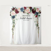 Bourgondische Roze Bloem Bruiloft Shower Foto Acht Wandkleed (Voorkant)