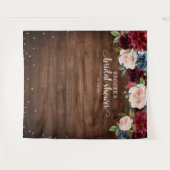 Bourgondische Roze Bloem Bruiloftsshower Foto Acht Wandkleed (Voorkant (horizontaal))