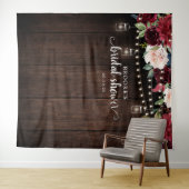 Bourgondische Roze Bloem Bruiloftsshower Foto Acht Wandkleed (In Situ (horizontaal))