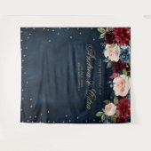 Bourgondische Roze Bloem Bruiloftsshower Foto Acht Wandkleed (Voorkant (horizontaal))