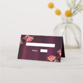 Bourgondische roze bloemen boho bruiloft plaatskaartje (Achterkant)