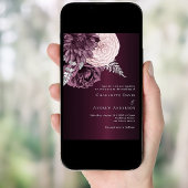 Bourgondische roze bloemetjes elegante bruiloft kaart