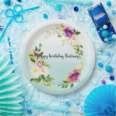 Bourgondische roze bloemige munt ombre waterverf papieren bordje (Feest)