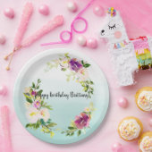 Bourgondische roze bloemige munt ombre waterverf papieren bordje (Feest)