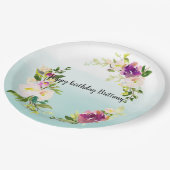 Bourgondische roze bloemige munt ombre waterverf papieren bordje (Gekanteld)