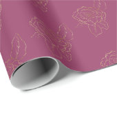 Bourgondische Roze Gouden Rozen Cadeaupapier (Rol Hoek)