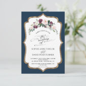 Bourgondische Roze Ivoor Bloemige Bloei Gouden Tro Kaart (Staand voorkant)