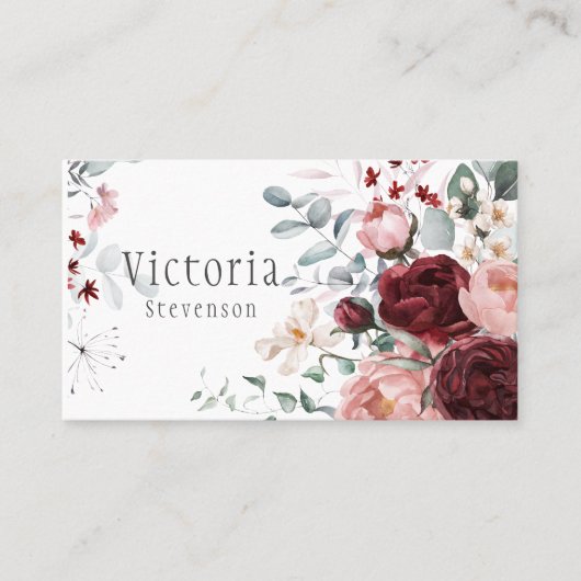 Bourgondische roze pioenrozen visitekaartje (Voorkant)