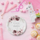 Bourgondische Roze Rozen Bruids Bruiloft Papieren Bordje (Feest)