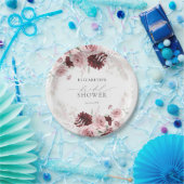 Bourgondische Roze Rozen Bruiloft Bridal Shower Papieren Bordje (Feest)