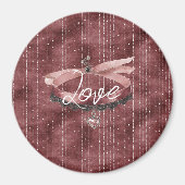 Bourgondische Roze Strik Hart Ketting Magneet (Voorkant)