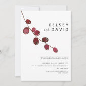 Bourgondische roze waterverf bessen bloemenbruilof kaart (Voorkant)