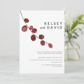 Bourgondische roze waterverf bessen bloemenbruilof kaart (Staand voorkant)