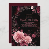 Bourgondische Rozen Aangepaste 40e Verjaardag Kaart (Voorkant / Achterkant)