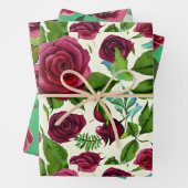 Bourgondische Rozen Bloemenprint Inpakpapier Vel (In situ)