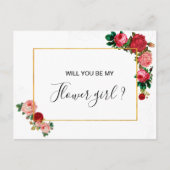 Bourgondische Rozen Bloemenslingers Bloemenmeisje Uitnodiging Briefkaart (Voorkant)